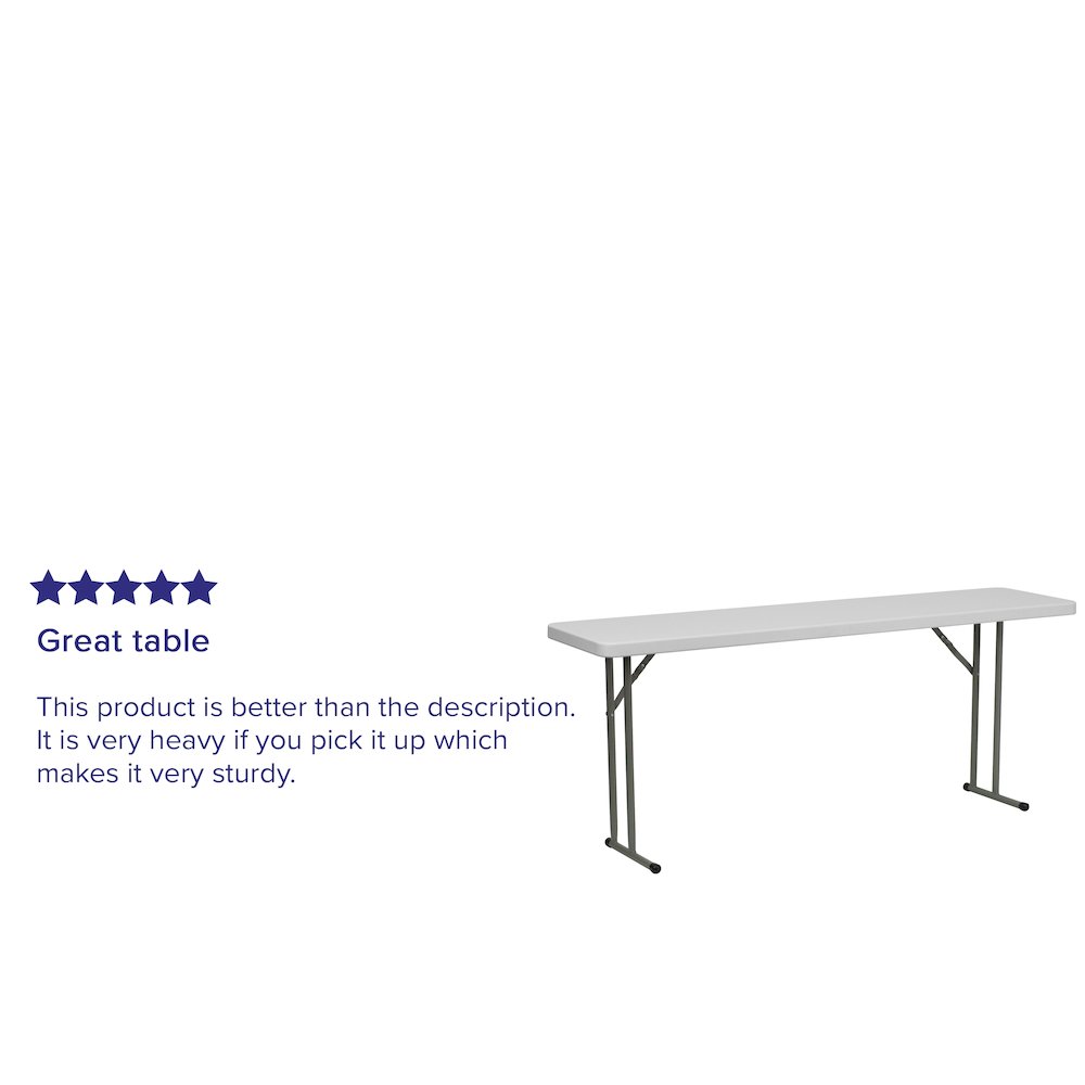 6Foot Granite White Plastic Folding Training Table. Picture 5