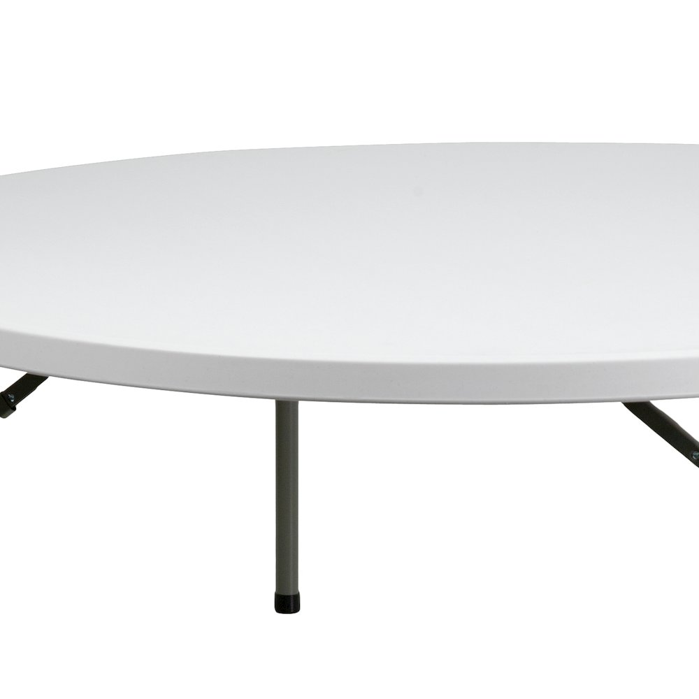6-Foot Round Granite White Plastic Folding Table. Picture 10