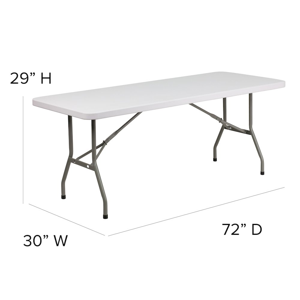 6Foot Granite White Plastic Folding Table. Picture 2