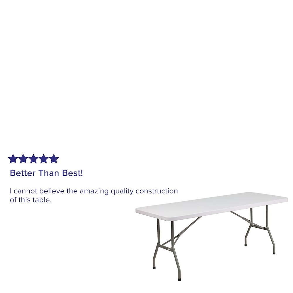 6Foot Granite White Plastic Folding Table. Picture 6