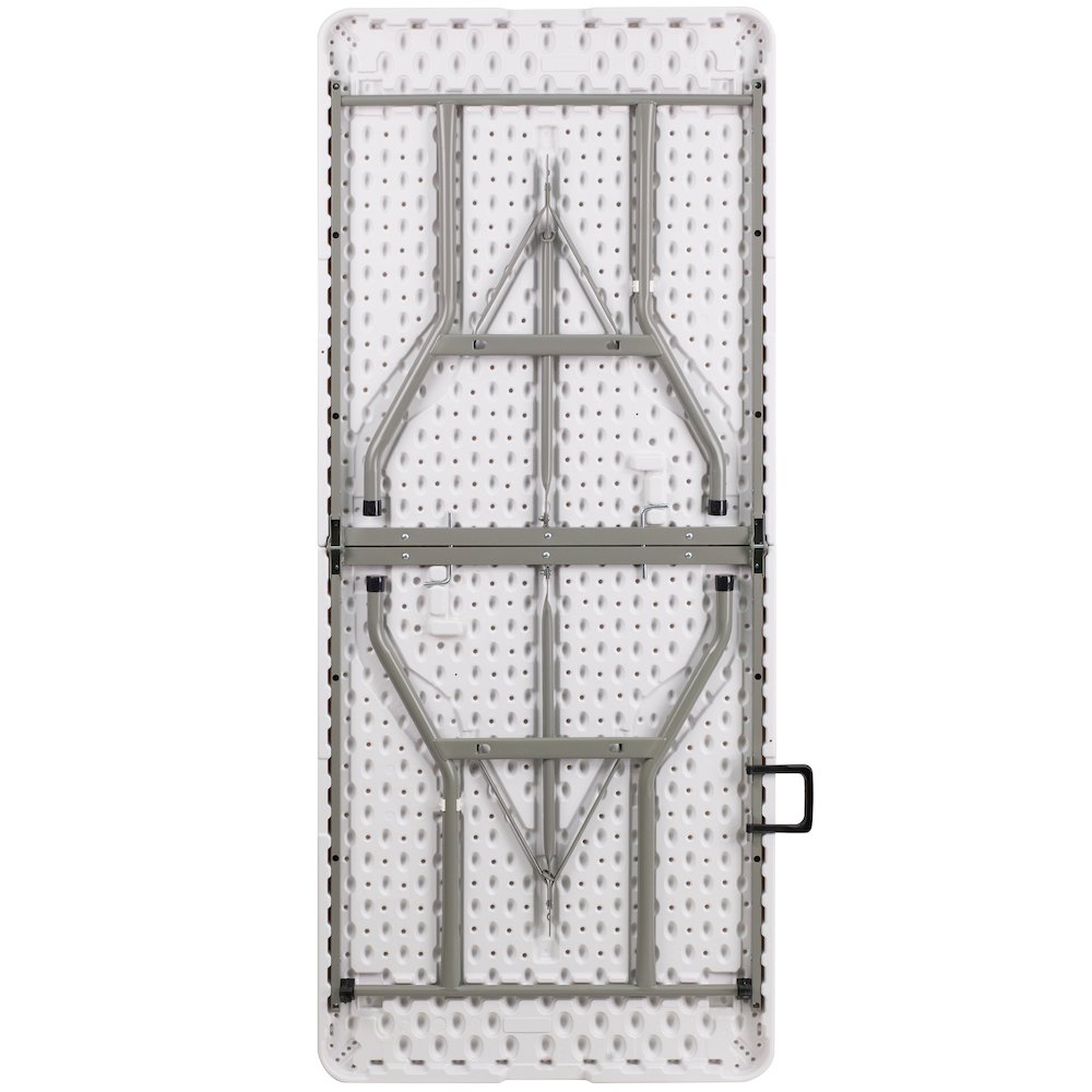 6-Foot Bi-Fold Granite White Plastic Banquet and Event Folding Table. Picture 8