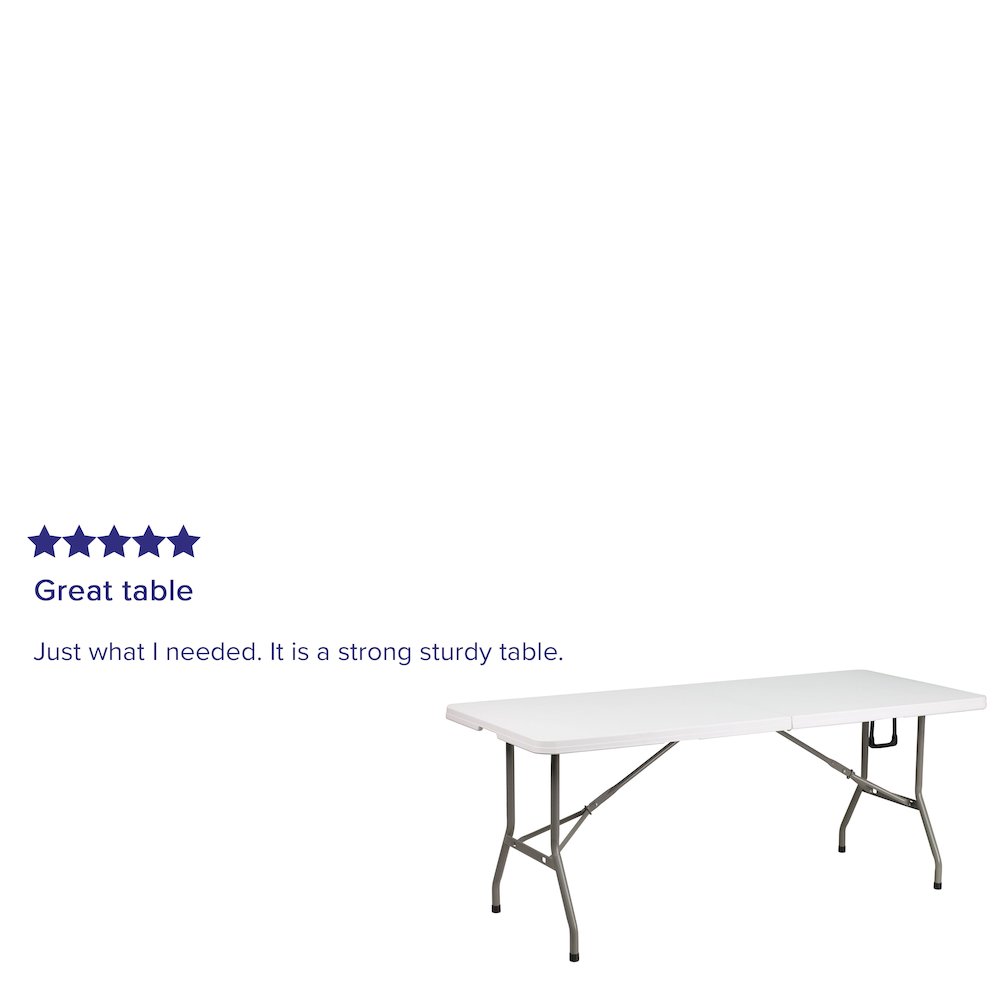 6-Foot Bi-Fold Granite White Plastic Banquet and Event Folding Table. Picture 4