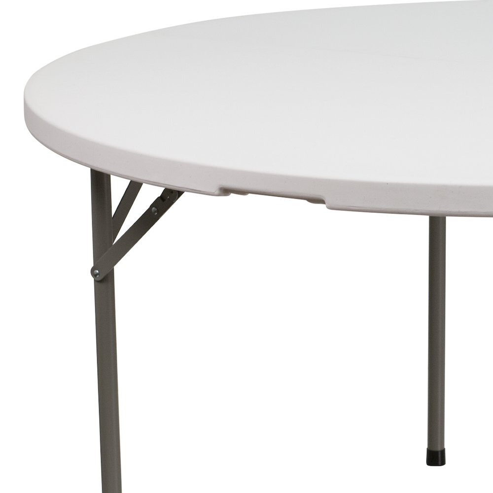 5-Foot Round Granite White Plastic Folding Table. Picture 9