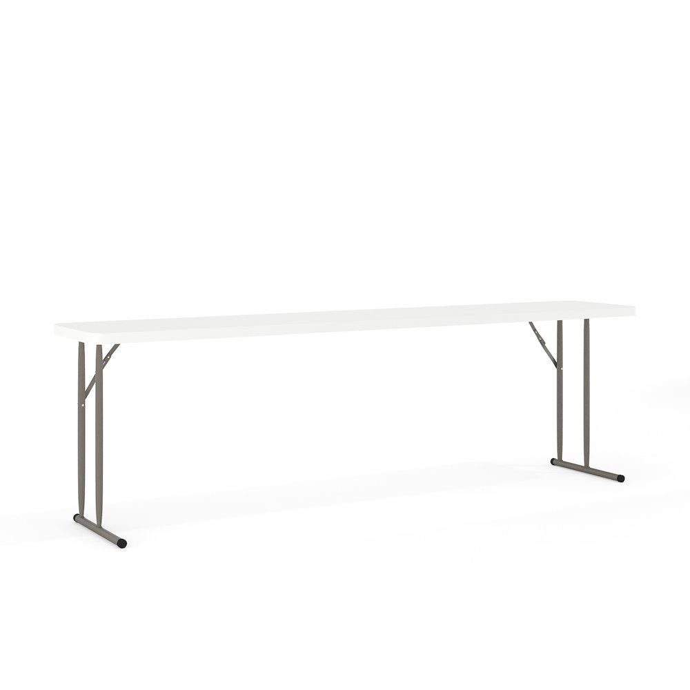 8-Foot Granite White Plastic Folding Training Table. Picture 1