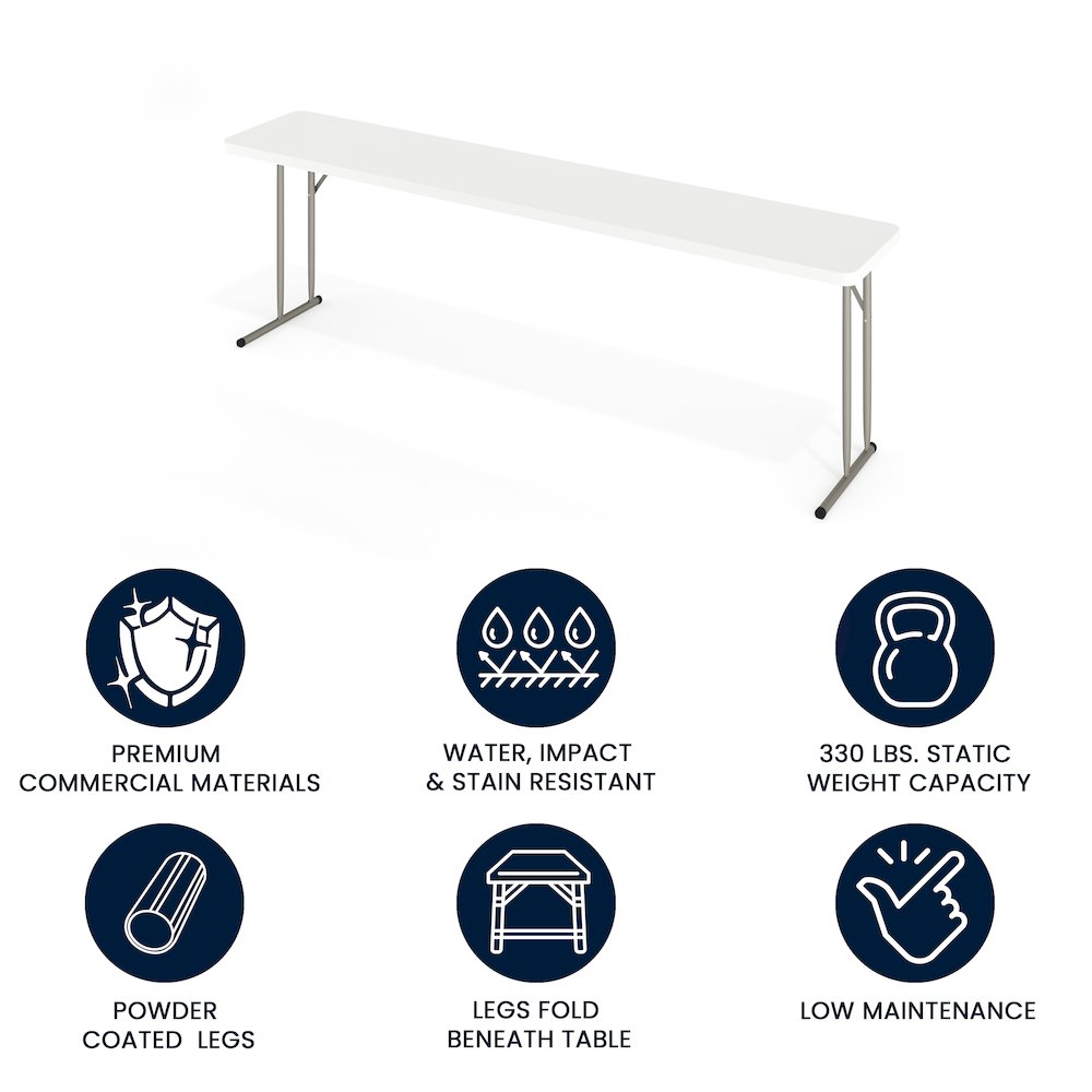 8-Foot Granite White Plastic Folding Training Table. Picture 4