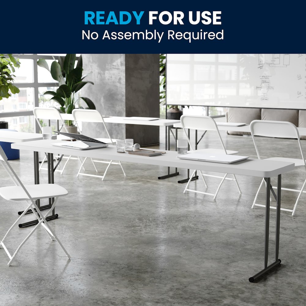 8-Foot Granite White Plastic Folding Training Table. Picture 9