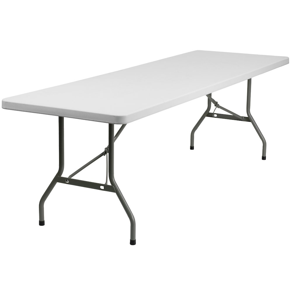 8-Foot Granite White Plastic Folding Table. Picture 1