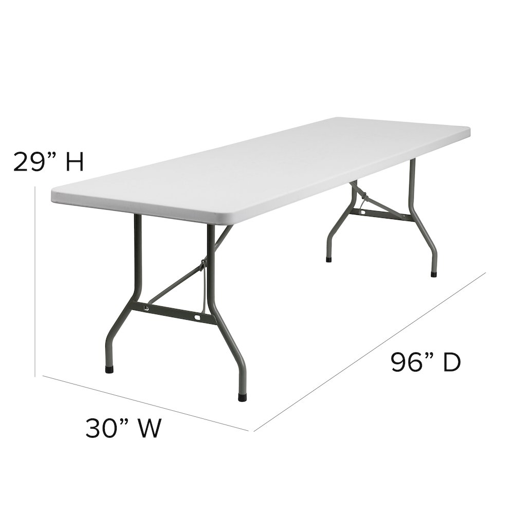 8-Foot Granite White Plastic Folding Table. Picture 5