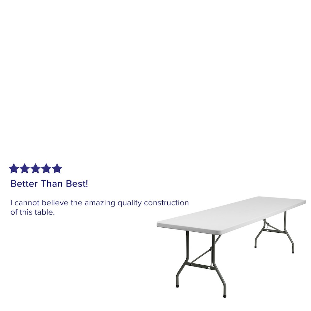 8-Foot Granite White Plastic Folding Table. Picture 4