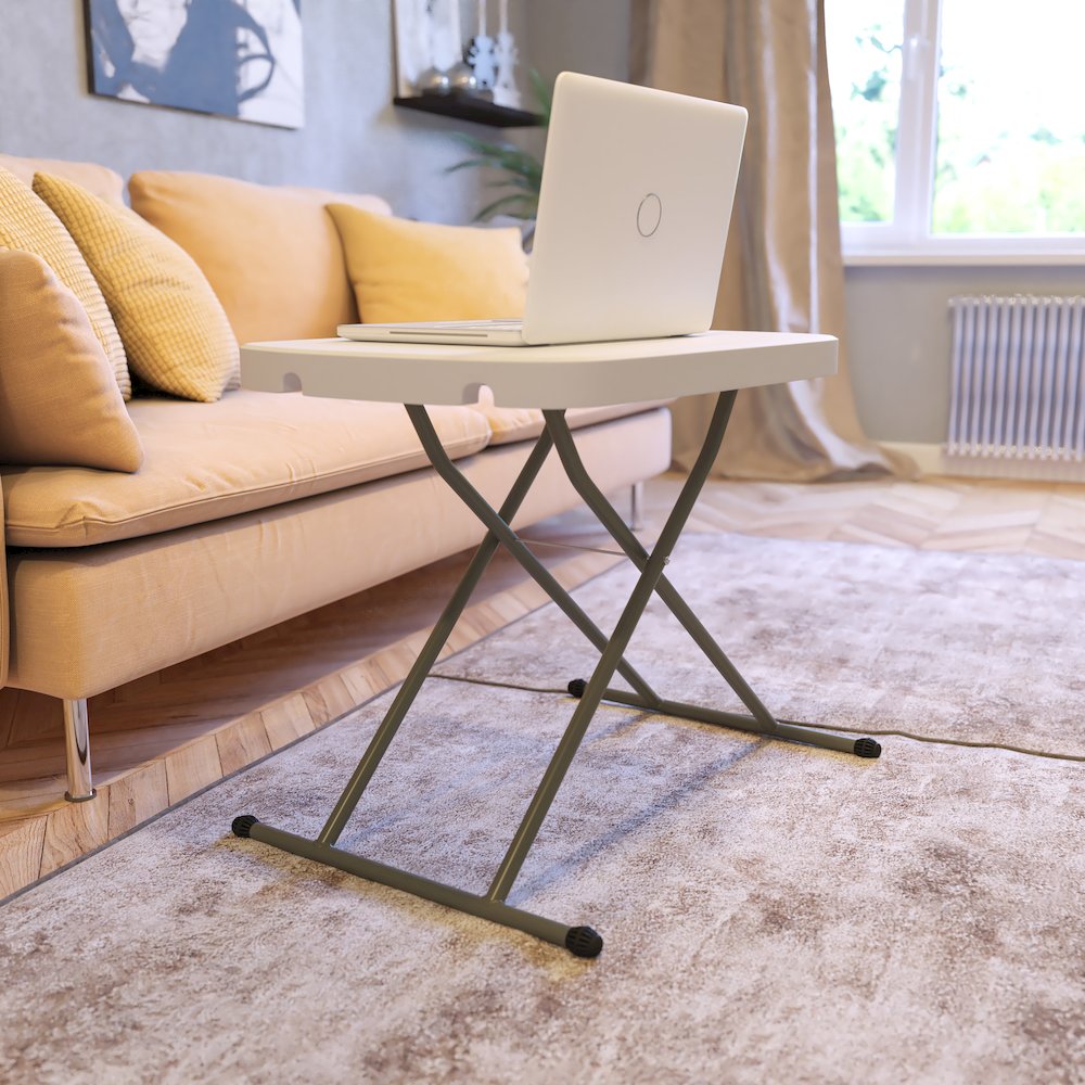 26 Inch Granite White Plastic Folding Table, Side Table, Laptop Table, TV Tray. Picture 2