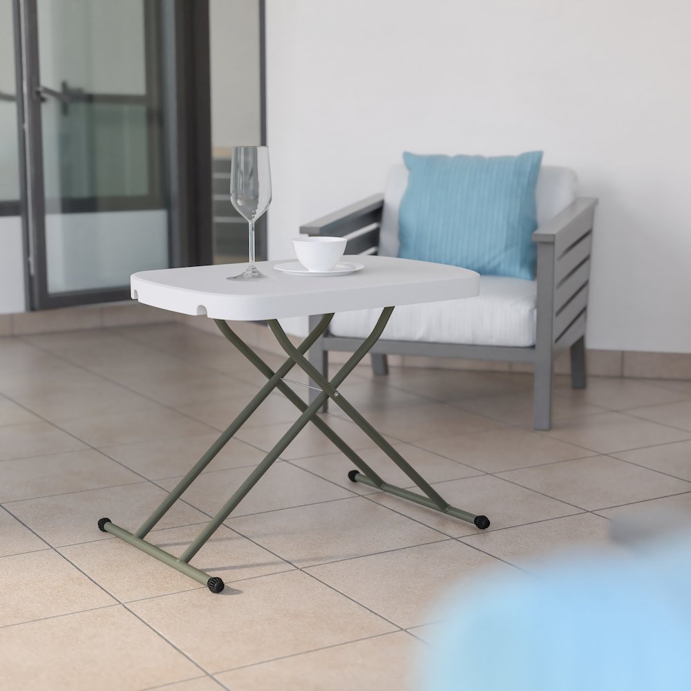26 Inch Granite White Plastic Folding Table, Side Table, Laptop Table, TV Tray. Picture 7