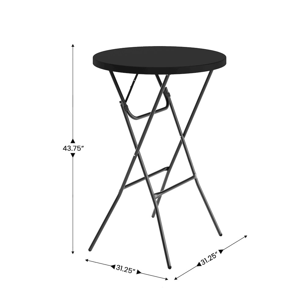 Elon Commercial Grade 2.6-Foot Round Black Plastic Bar Height Folding Table. Picture 5