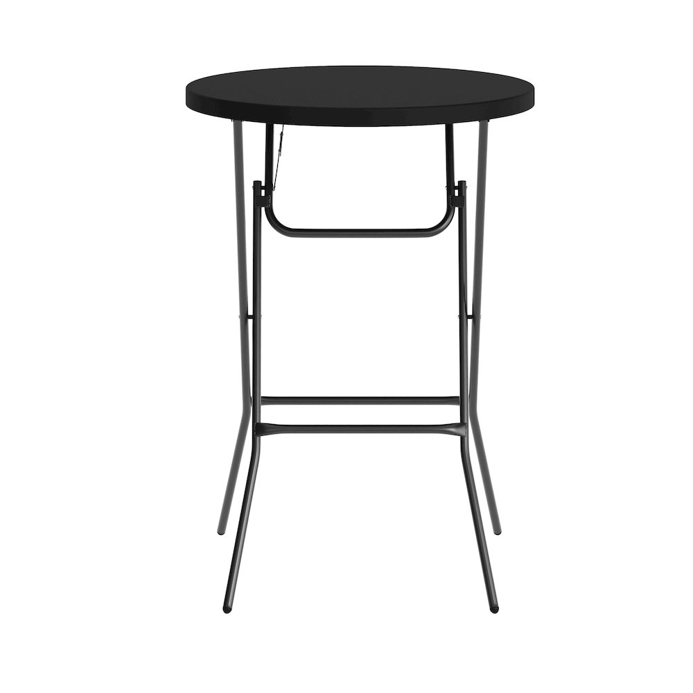 Elon Commercial Grade 2.6-Foot Round Black Plastic Bar Height Folding Table. Picture 10