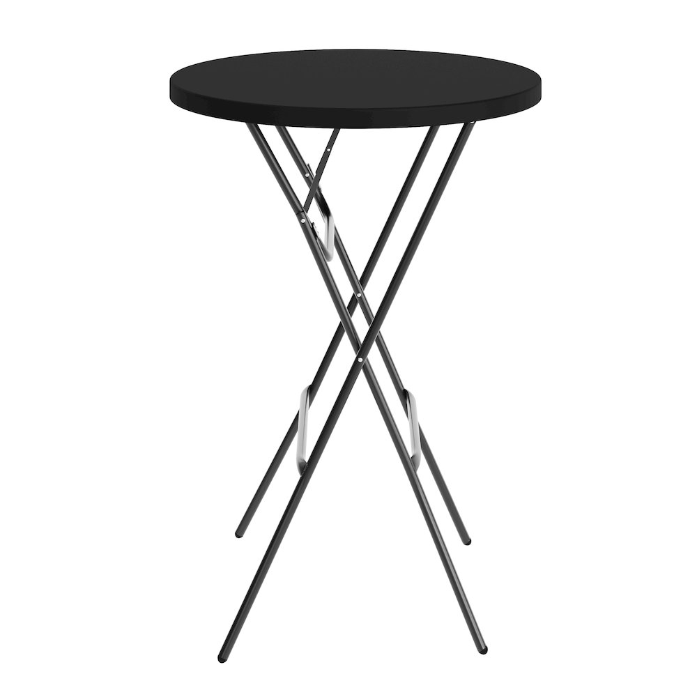 Elon Commercial Grade 2.6-Foot Round Black Plastic Bar Height Folding Table. Picture 9