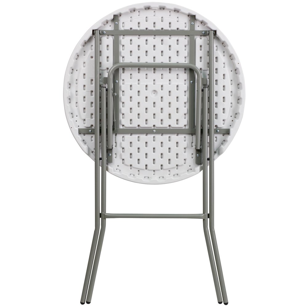 2.6-Foot Round Granite White Plastic Bar Height Folding Table. Picture 12