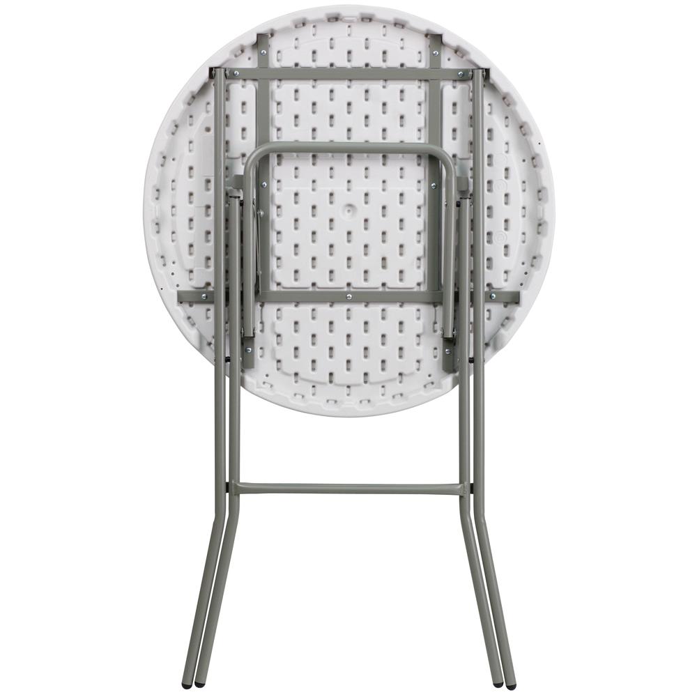3-Foot Round Granite White Plastic Bar Height Folding Table. Picture 3
