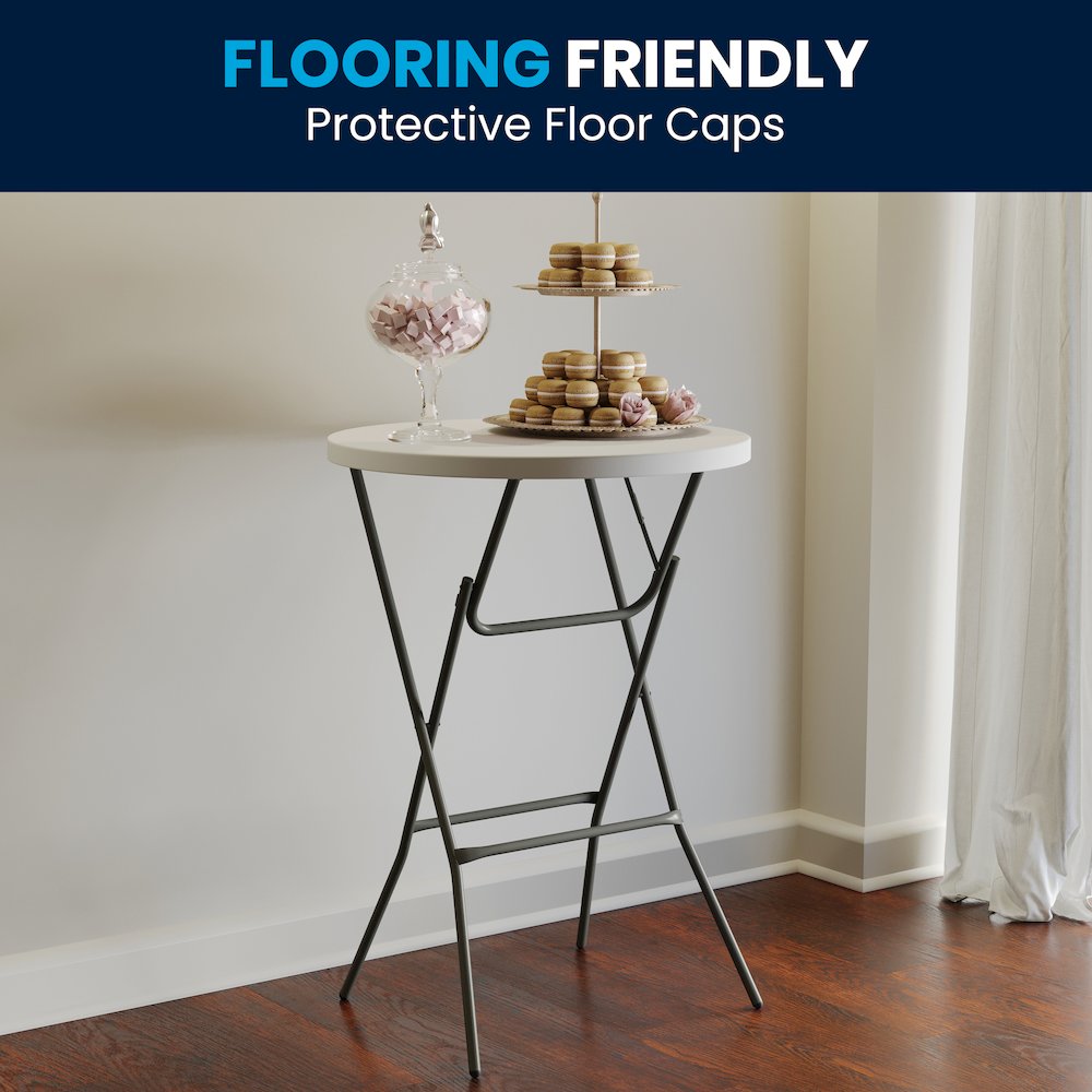 2.6-Foot Round Granite White Plastic Bar Height Folding Table. Picture 9