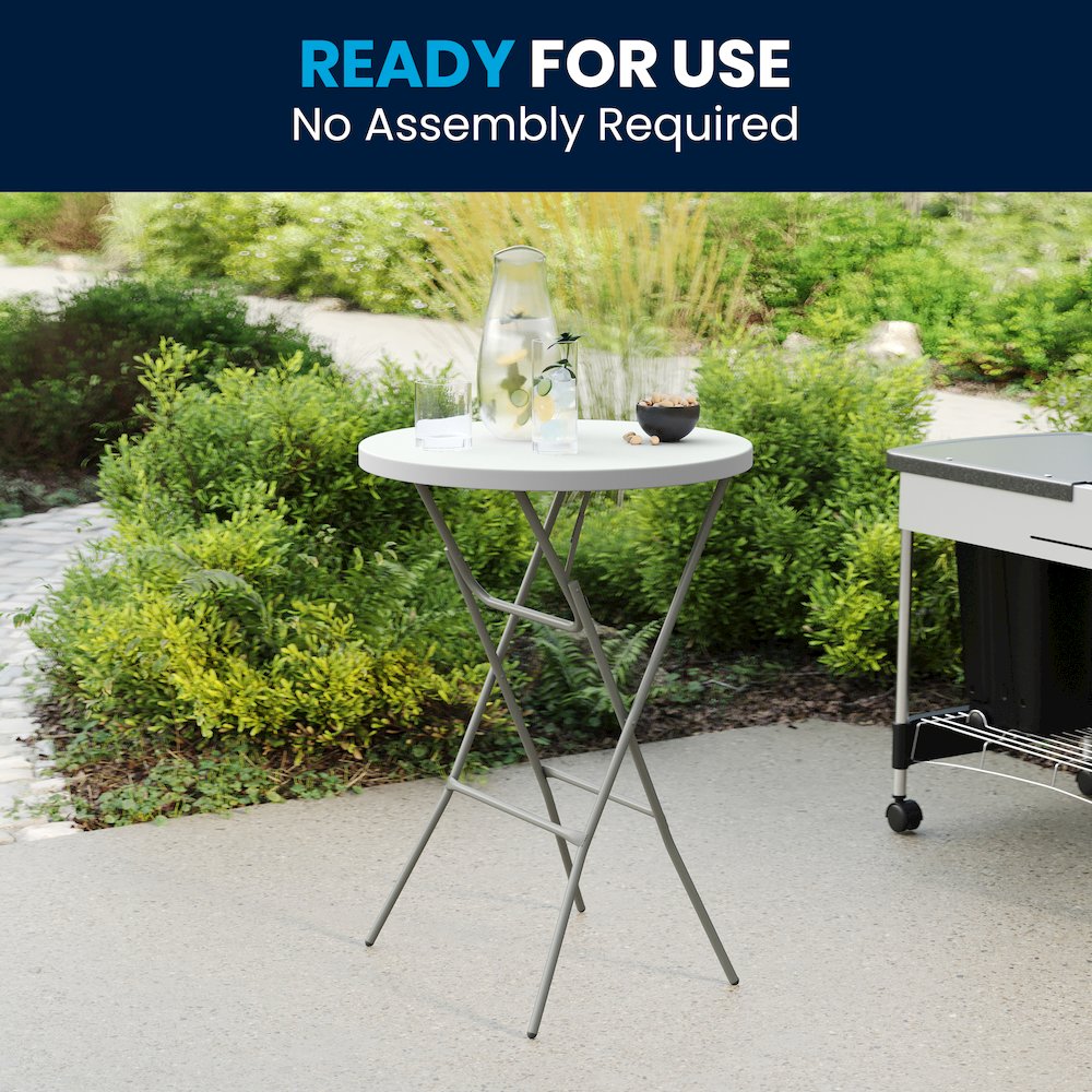 2.6-Foot Round Granite White Plastic Bar Height Folding Table. Picture 10