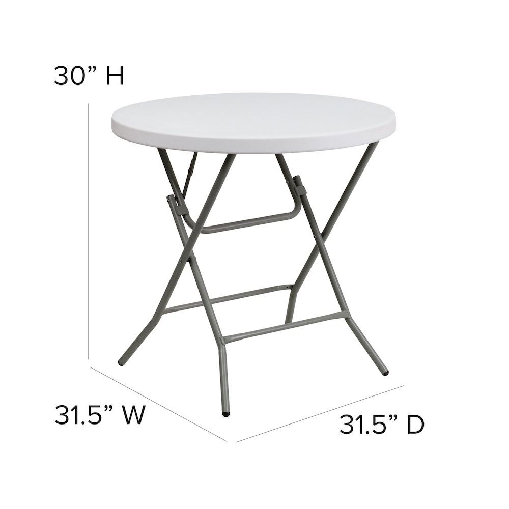 2.63-Foot Round Granite White Plastic Folding Table. Picture 6