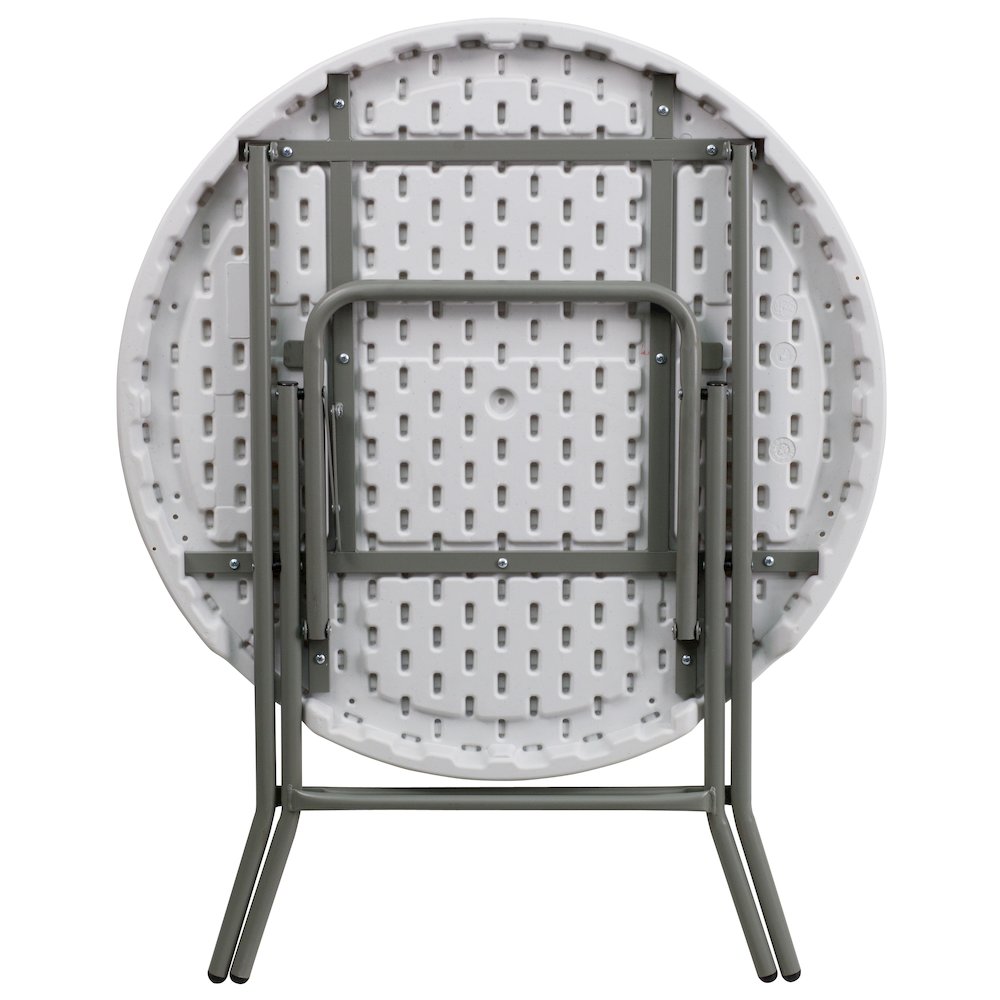 2.63-Foot Round Granite White Plastic Folding Table. Picture 9
