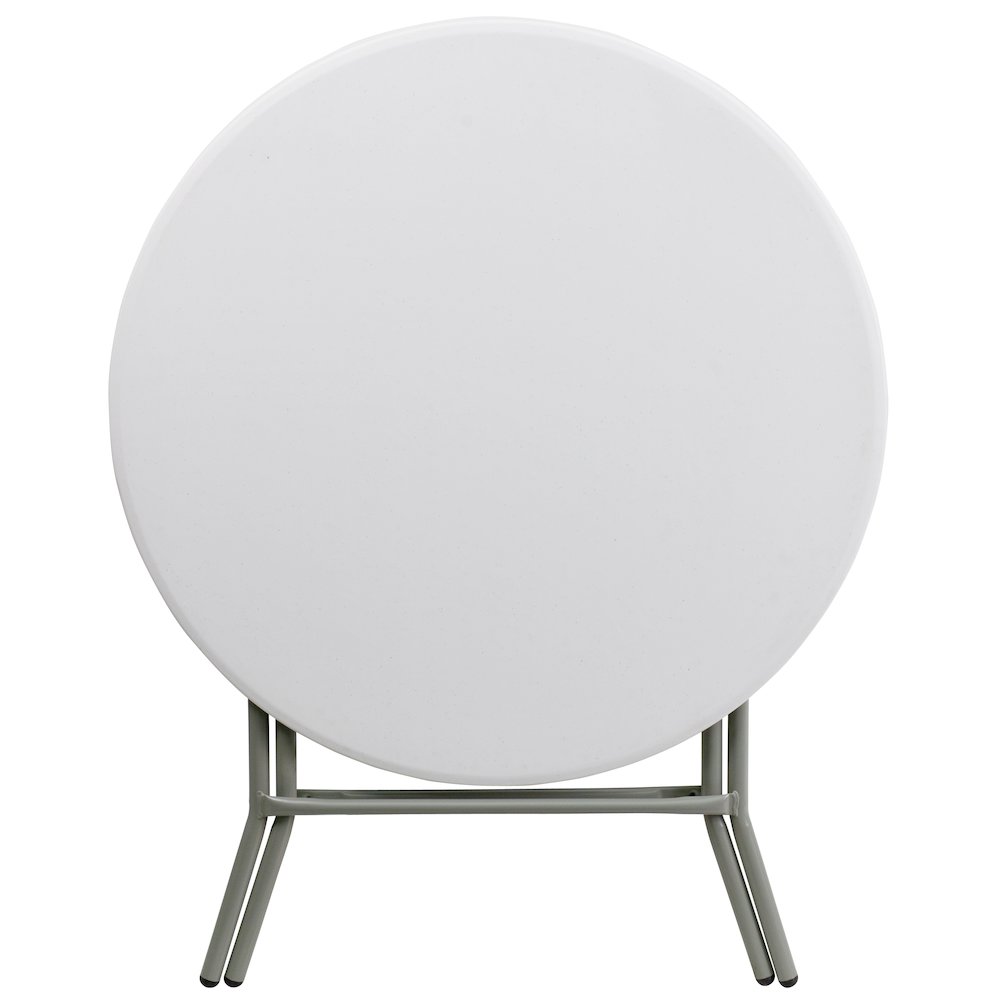 2.63-Foot Round Granite White Plastic Folding Table. Picture 8
