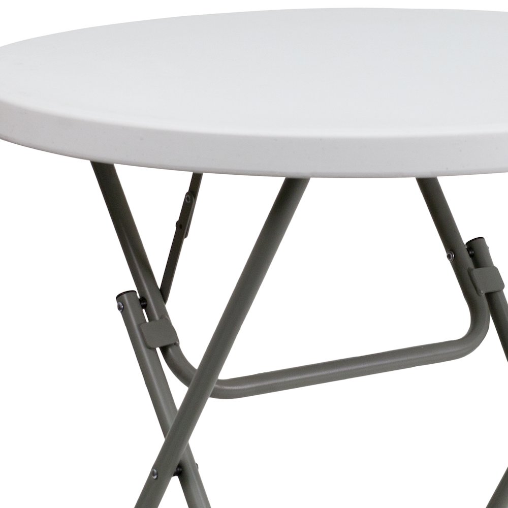2.63-Foot Round Granite White Plastic Folding Table. Picture 10