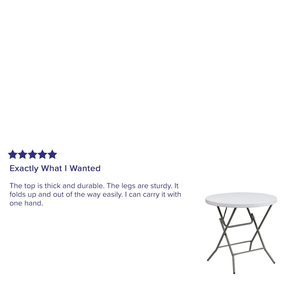 2.63-Foot Round Granite White Plastic Folding Table. Picture 4