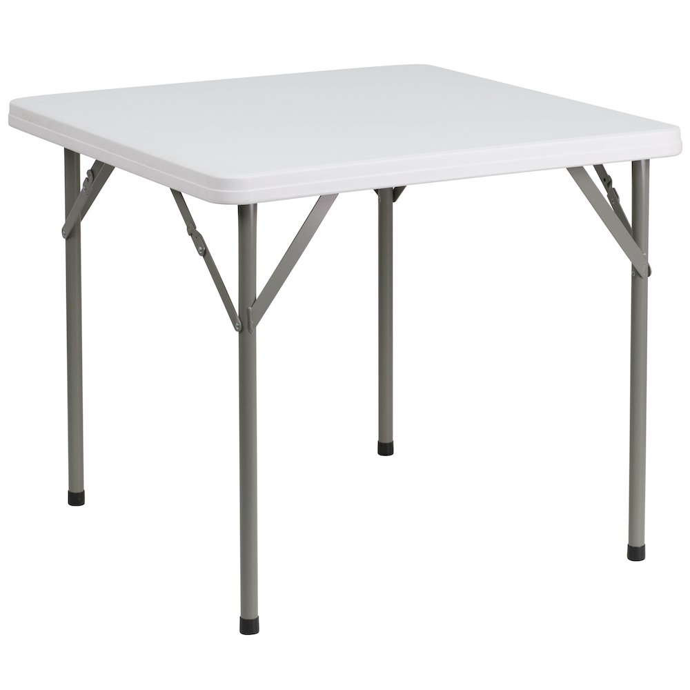 2.85-Foot Square Granite White Plastic Folding Table. Picture 1