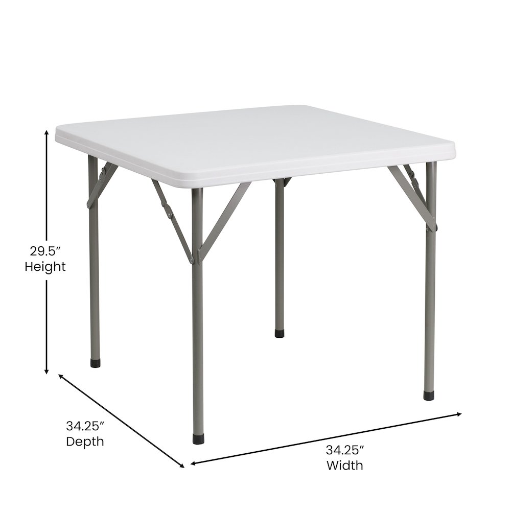 2.85-Foot Square Granite White Plastic Folding Table. Picture 7