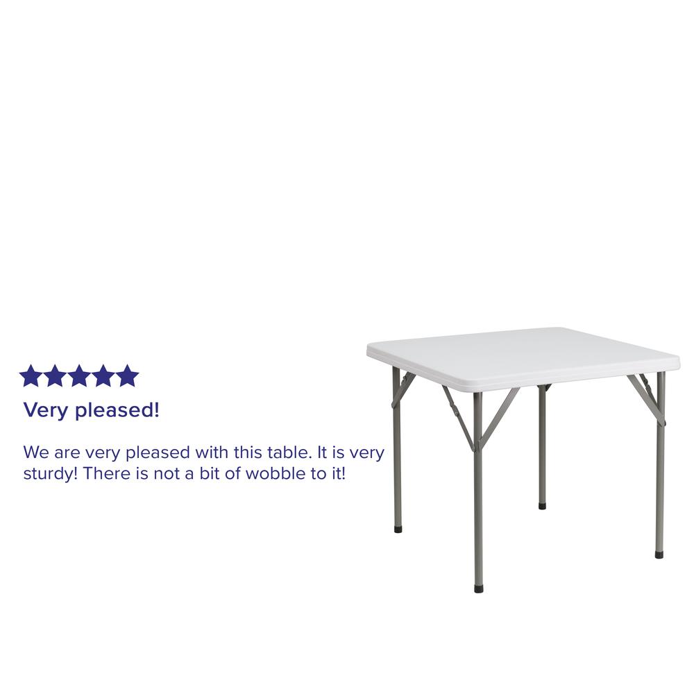 2.85-Foot Square Granite White Plastic Folding Table. Picture 6