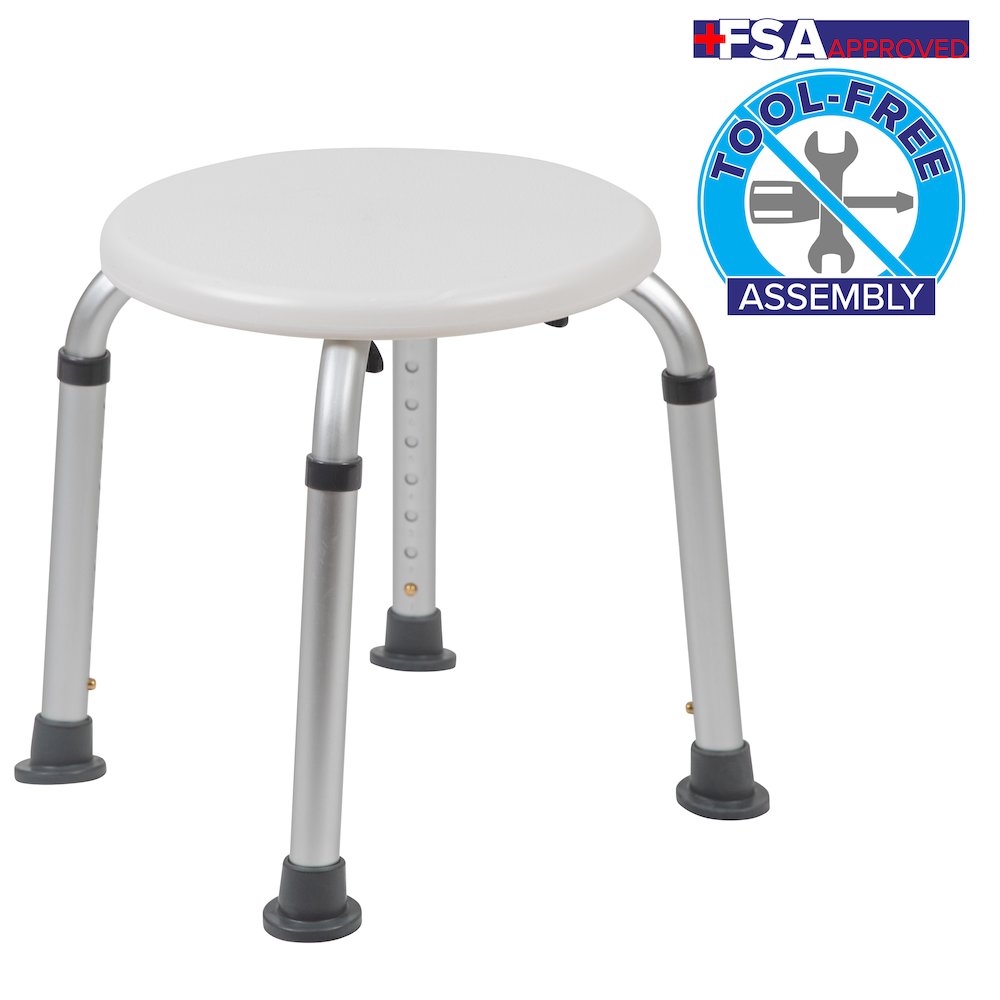 300 Lb. Capacity, Adjustable White Bath, Shower Stool. Picture 8