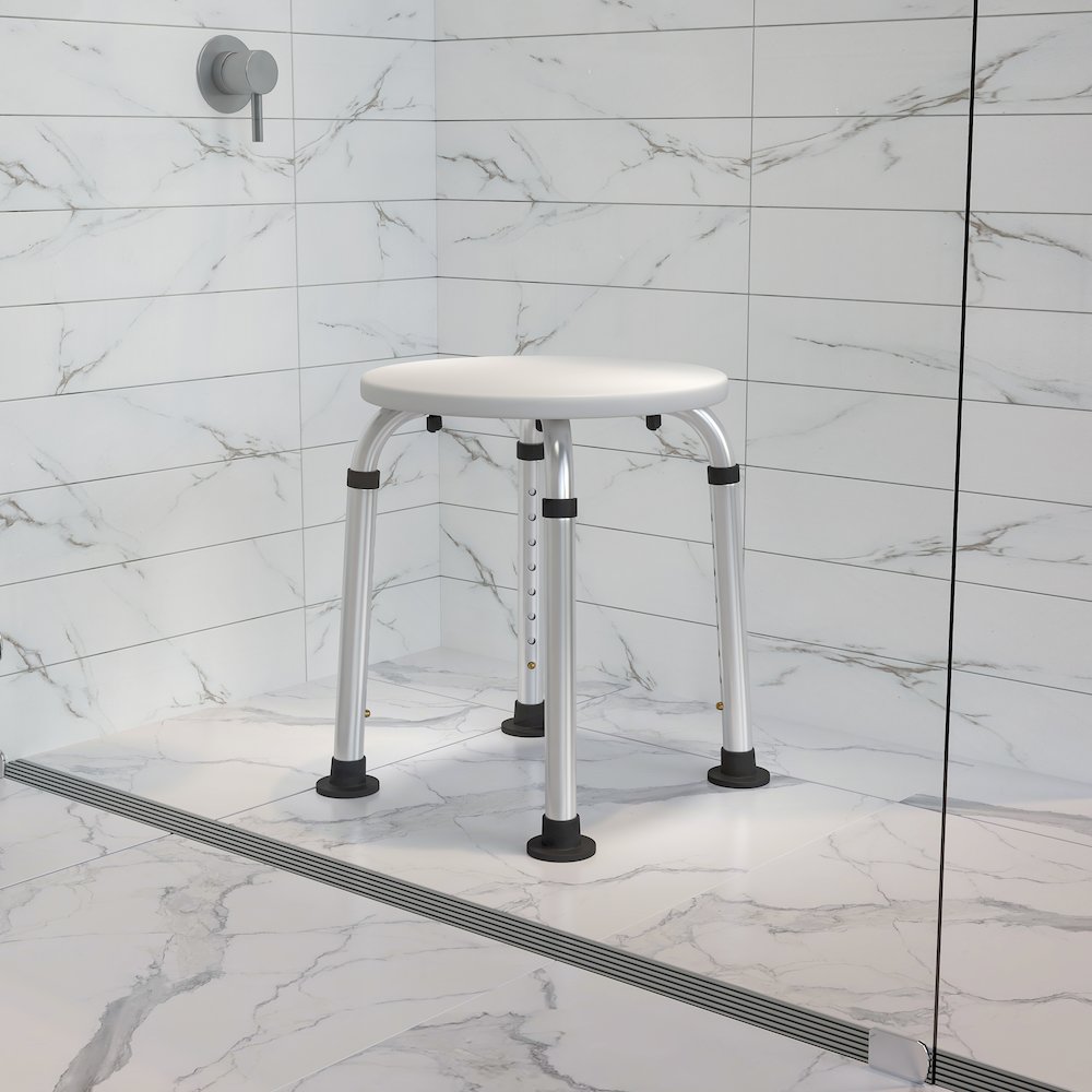 300 Lb. Capacity, Adjustable White Bath, Shower Stool. Picture 3