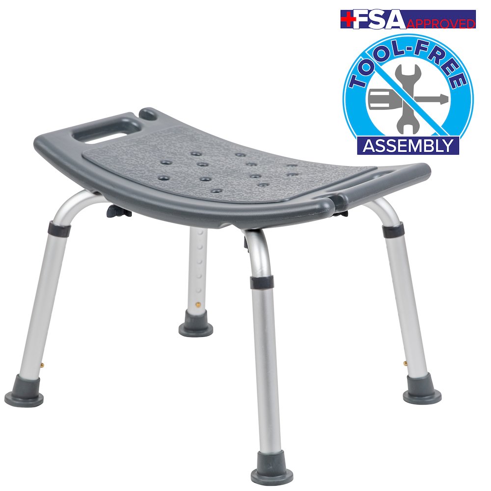 300 Lb. Capacity, Adjustable Gray Bath, Shower Chair with Non-slip Feet. Picture 8