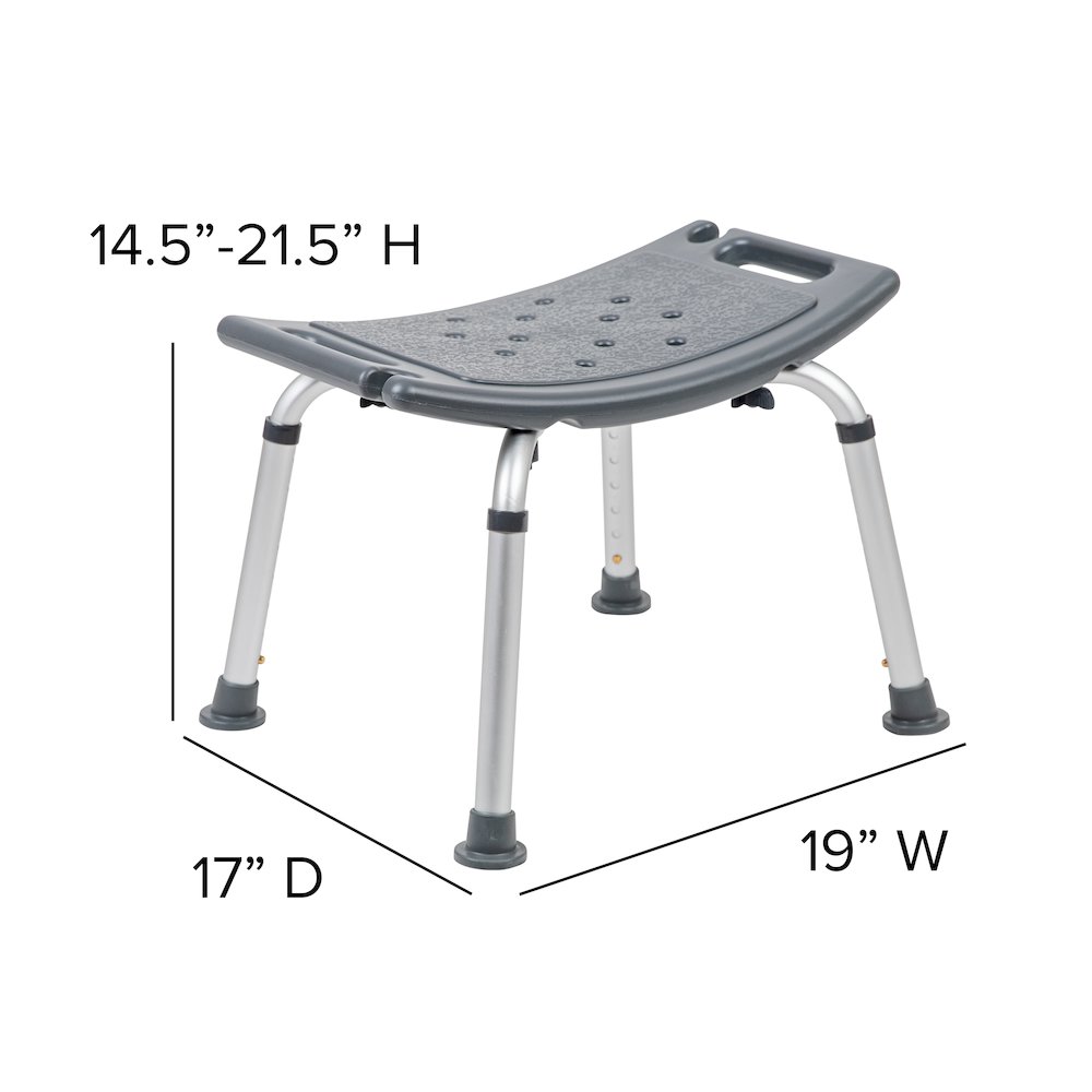 300 Lb. Capacity, Adjustable Gray Bath, Shower Chair with Non-slip Feet. Picture 7