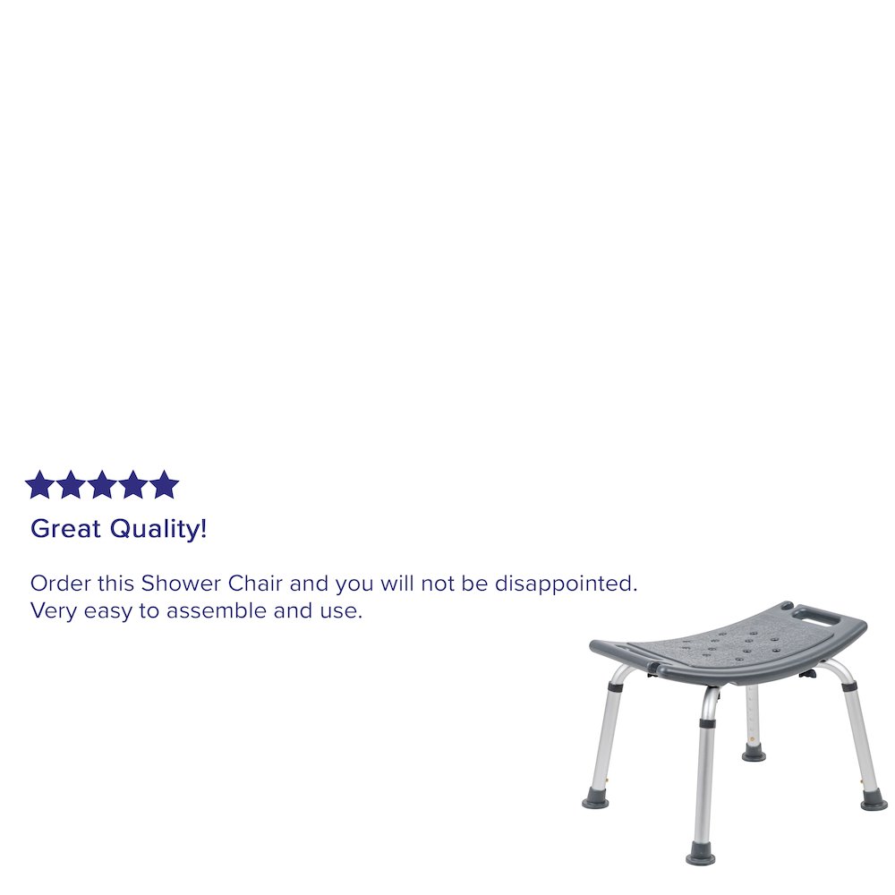 300 Lb. Capacity, Adjustable Gray Bath, Shower Chair with Non-slip Feet. Picture 5