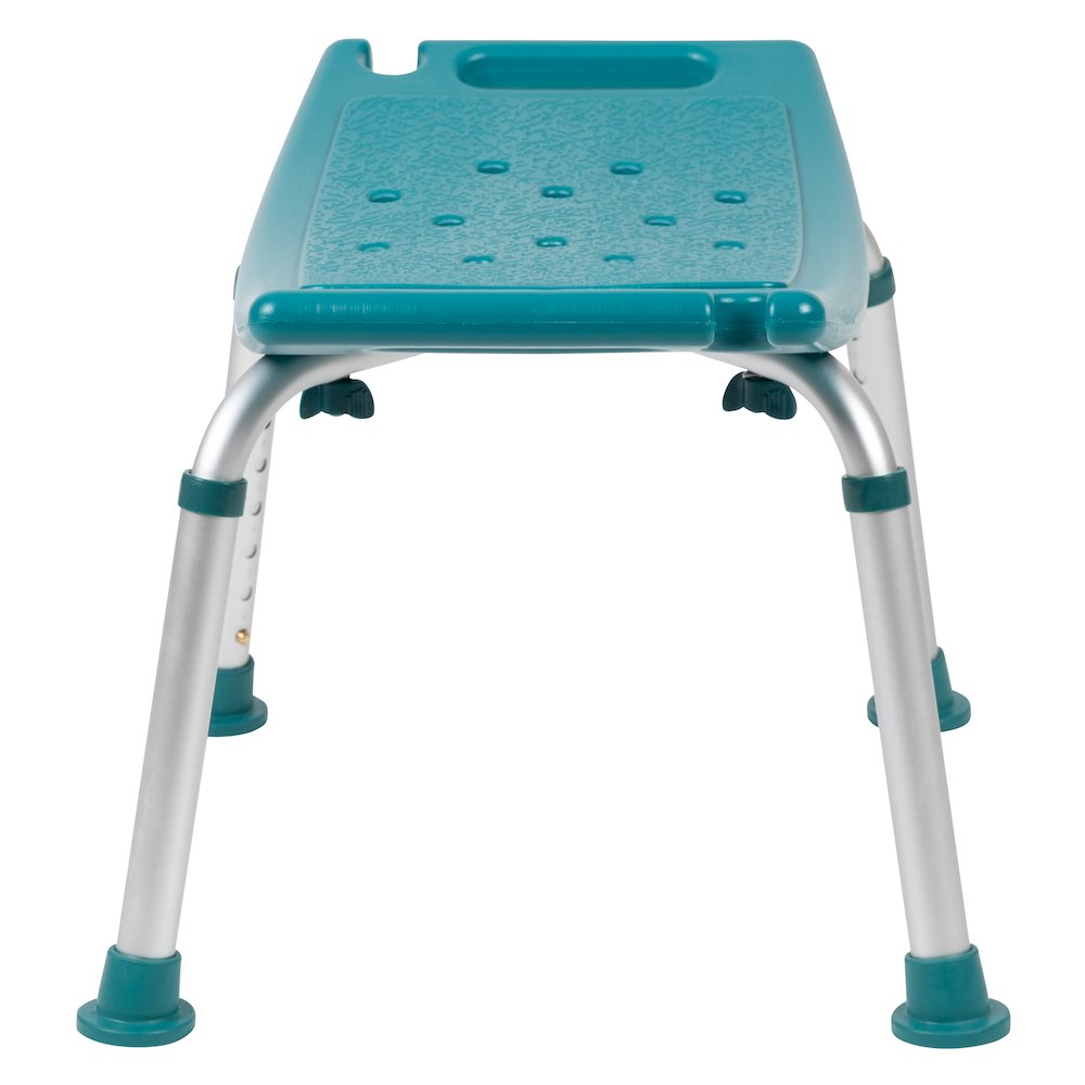 300 Lb. Capacity, Adjustable Teal Bath, Shower Chair with Non-slip Feet. Picture 10