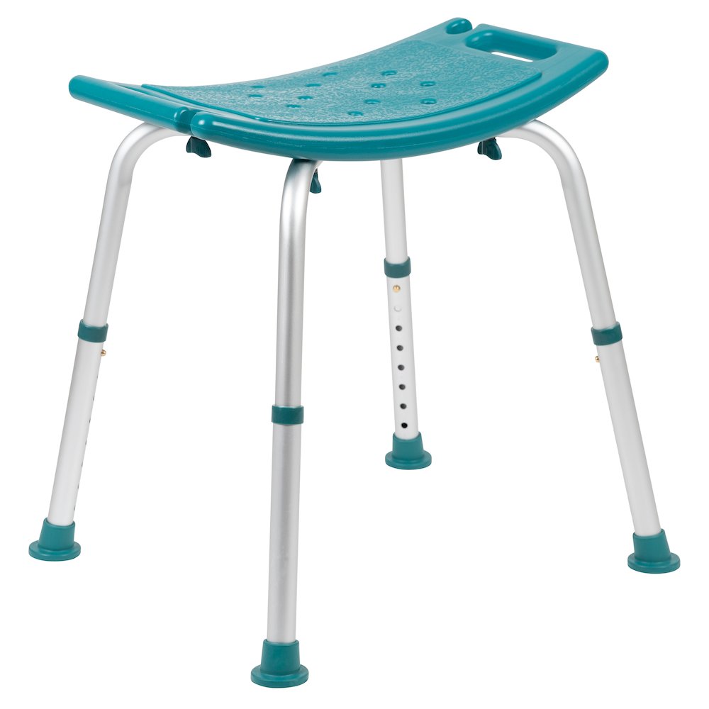 300 Lb. Capacity, Adjustable Teal Bath, Shower Chair with Non-slip Feet. Picture 9