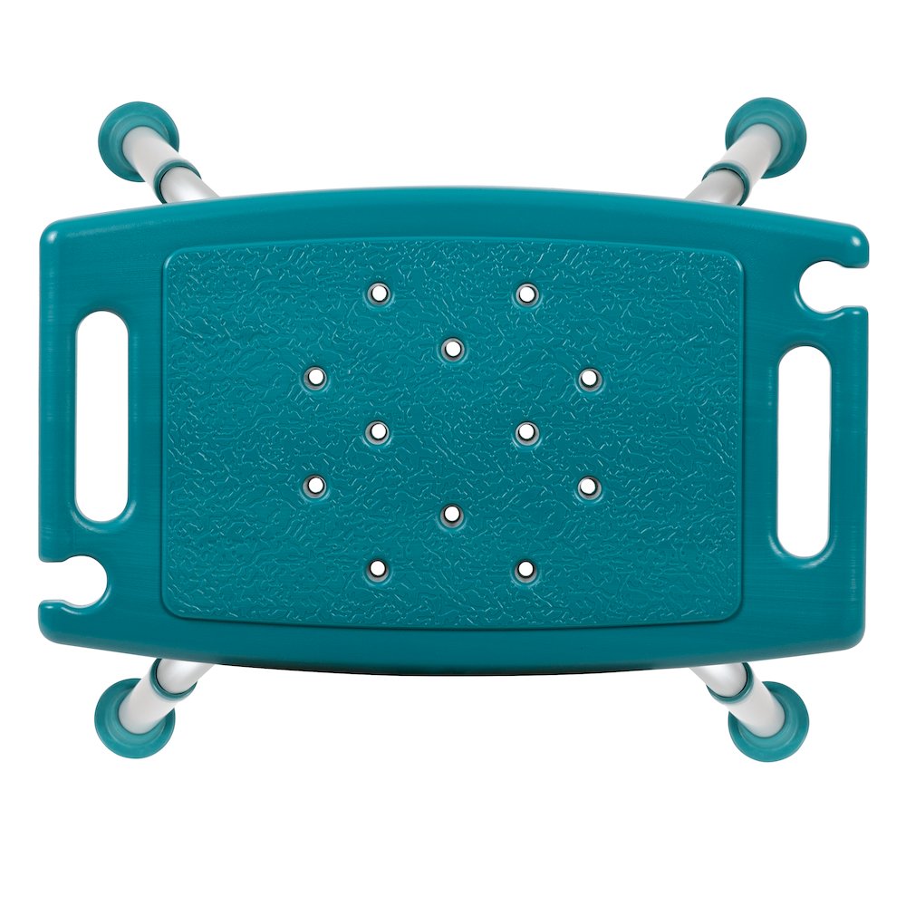 300 Lb. Capacity, Adjustable Teal Bath, Shower Chair with Non-slip Feet. Picture 12