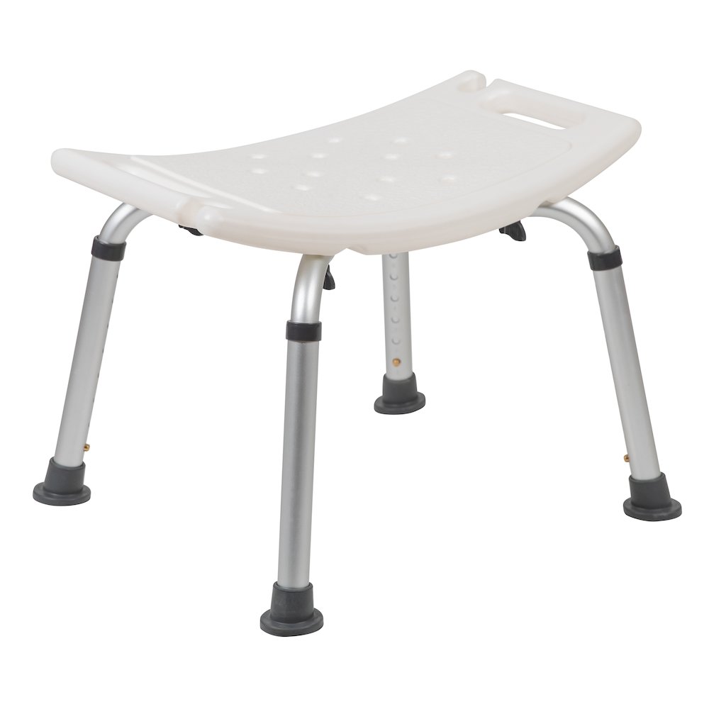 300 Lb. Capacity, Adjustable White Bath, Shower Chair with Non-slip Feet. Picture 1