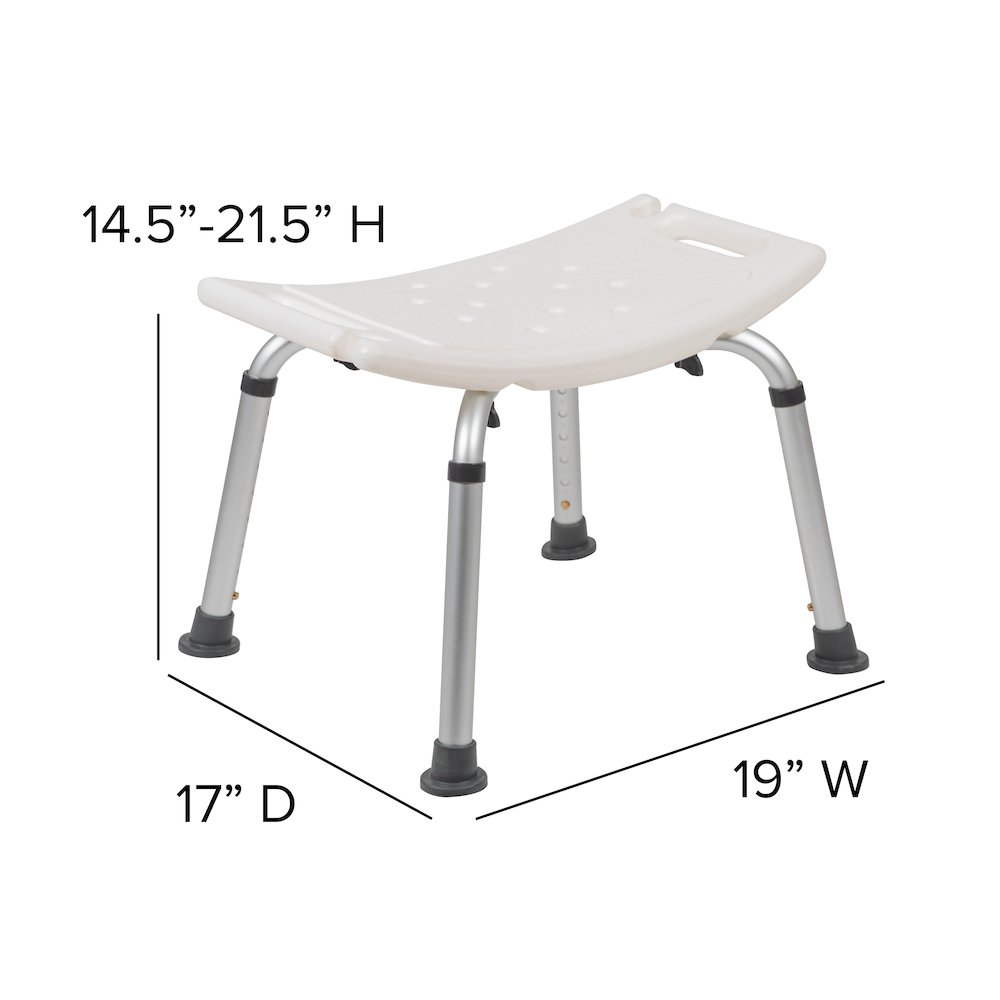 300 Lb. Capacity, Adjustable White Bath, Shower Chair with Non-slip Feet. Picture 7