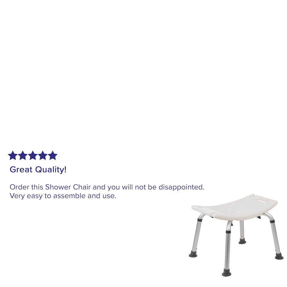 300 Lb. Capacity, Adjustable White Bath, Shower Chair with Non-slip Feet. Picture 5