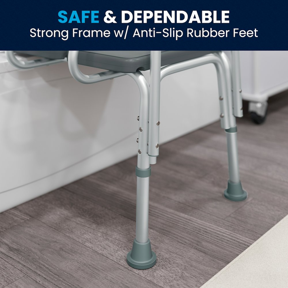 300 Lb. Capacity Adjustable Gray Bath & Shower Transfer Bench and Side Arm. Picture 10