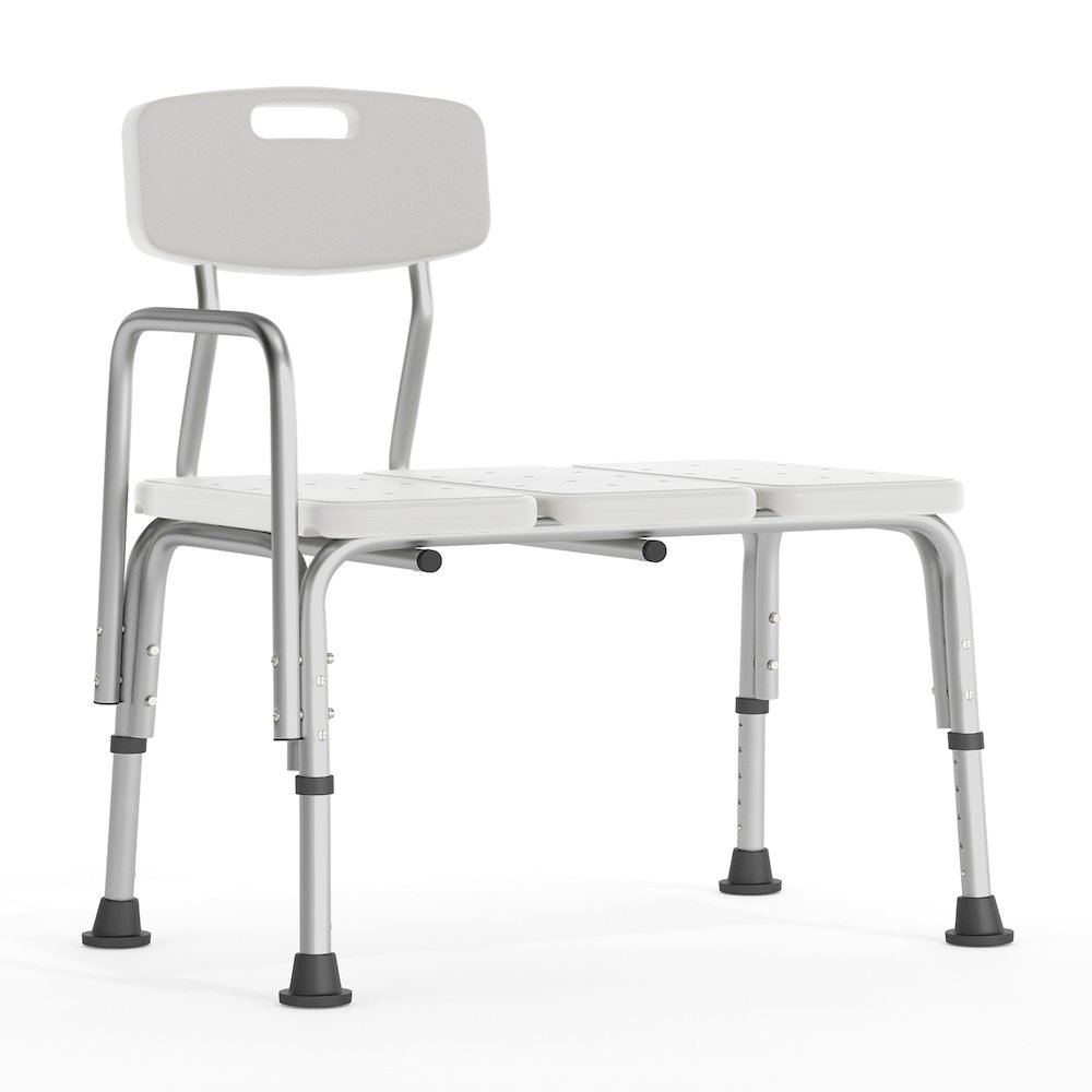 300 Lb. Capacity Adjustable White Bath & Shower Transfer Bench and Side Arm. Picture 1