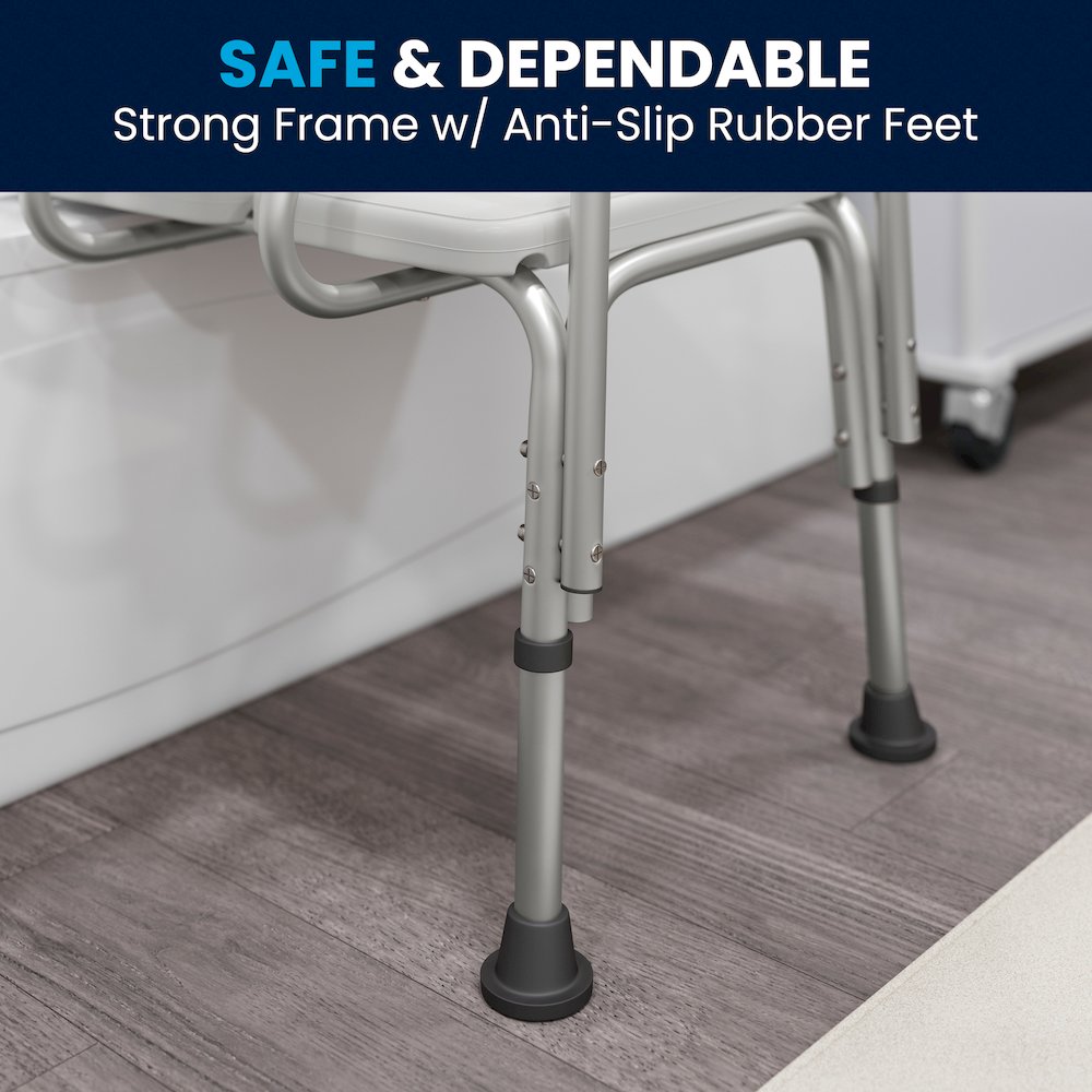 300 Lb. Capacity Adjustable White Bath & Shower Transfer Bench and Side Arm. Picture 10