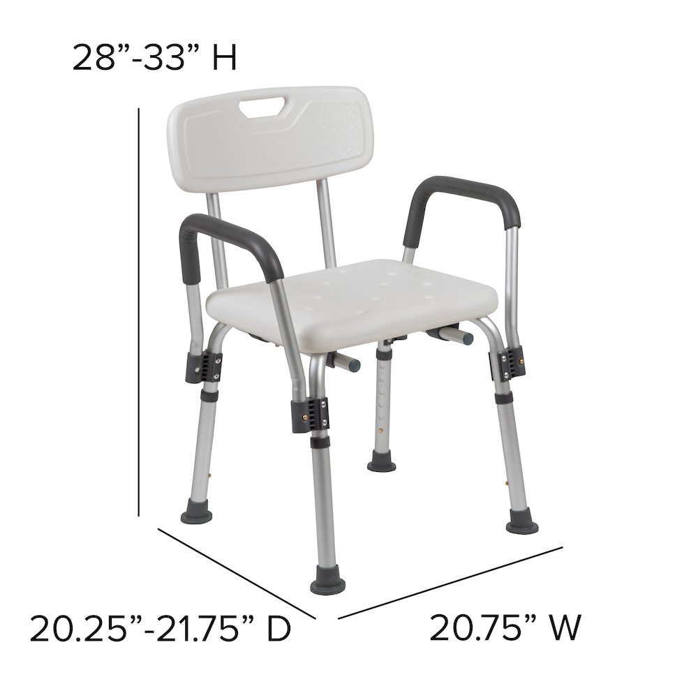 300 Lb. Capacity, Adjustable White Bath, Shower Chair with Depth Adjustable Back. Picture 7