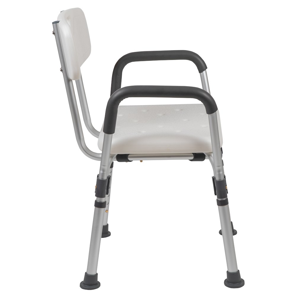 300 Lb. Capacity, Adjustable White Bath, Shower Chair with Depth Adjustable Back. Picture 11