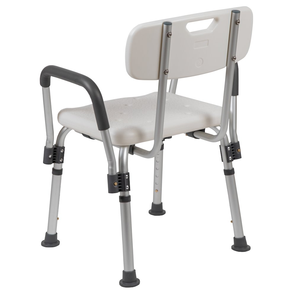300 Lb. Capacity, Adjustable White Bath, Shower Chair with Depth Adjustable Back. Picture 9