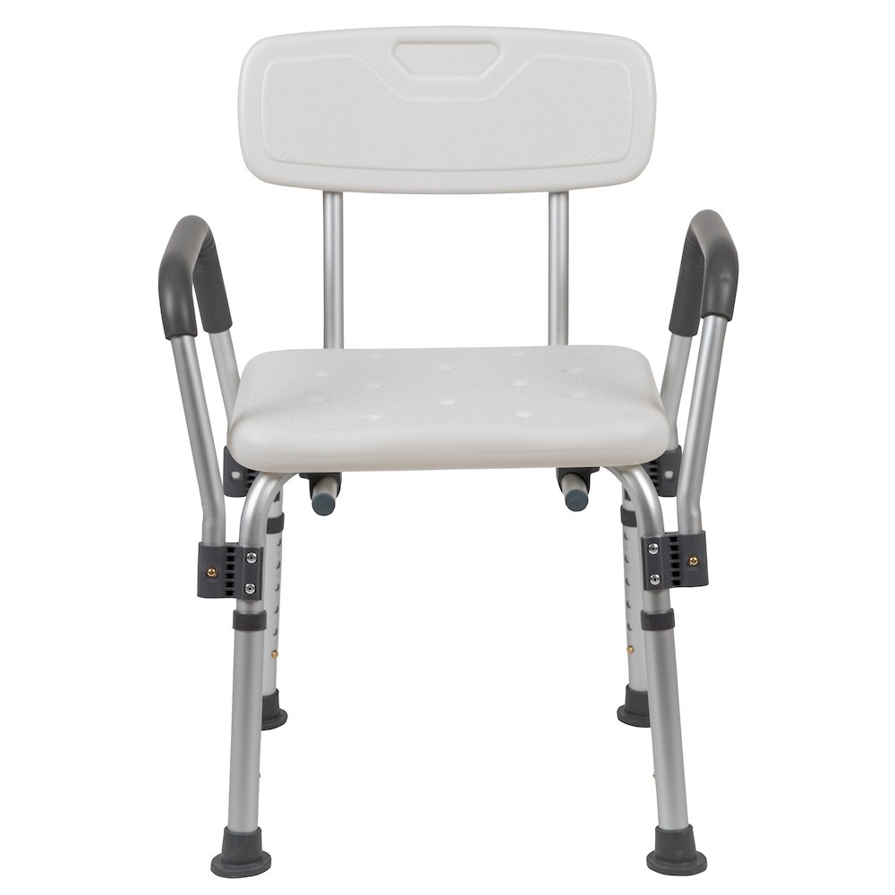 300 Lb. Capacity, Adjustable White Bath, Shower Chair with Depth Adjustable Back. Picture 12