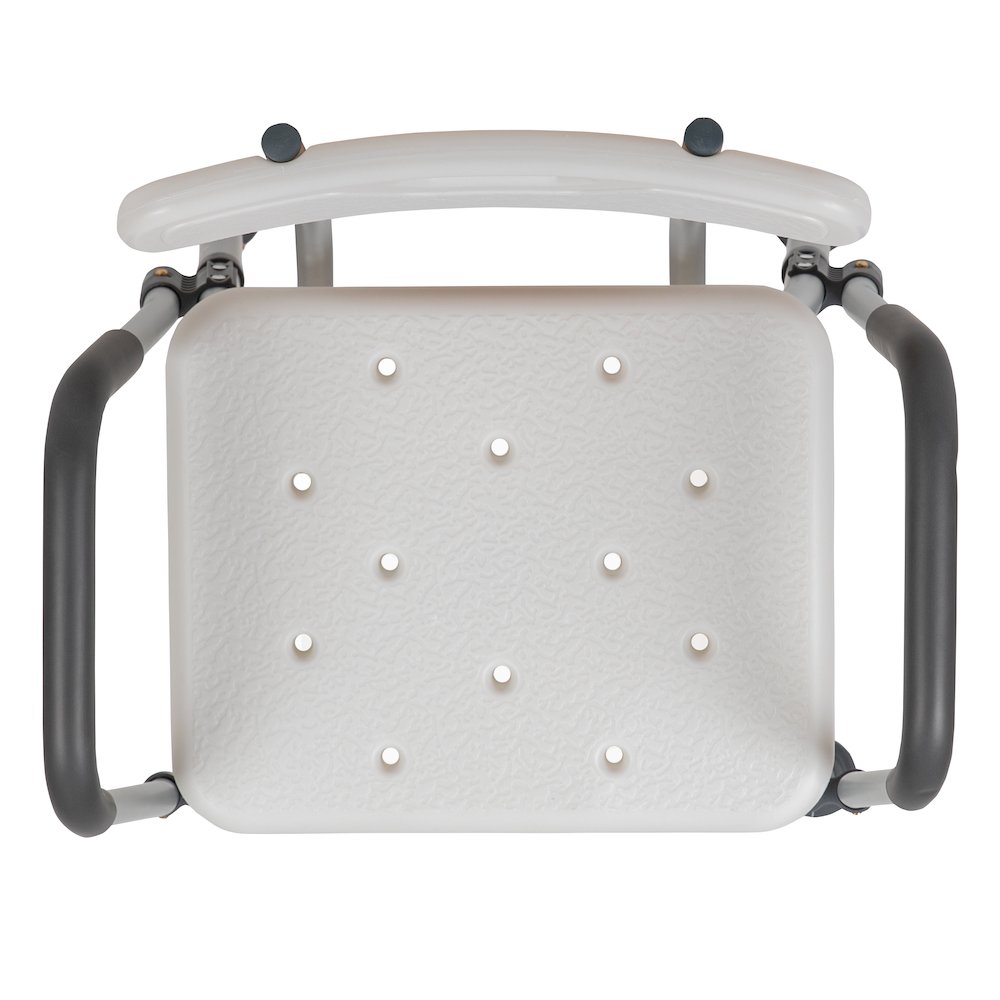 300 Lb. Capacity, Adjustable White Bath, Shower Chair with Depth Adjustable Back. Picture 13