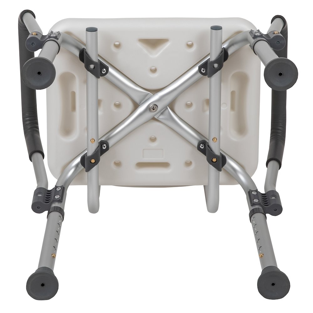 300 Lb. Capacity, Adjustable White Bath, Shower Chair with Depth Adjustable Back. Picture 14